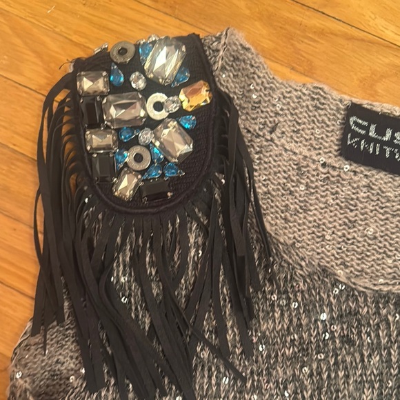 Custo Barcelona Sparkling Knit Top with Fringe - Picture 2 of 7